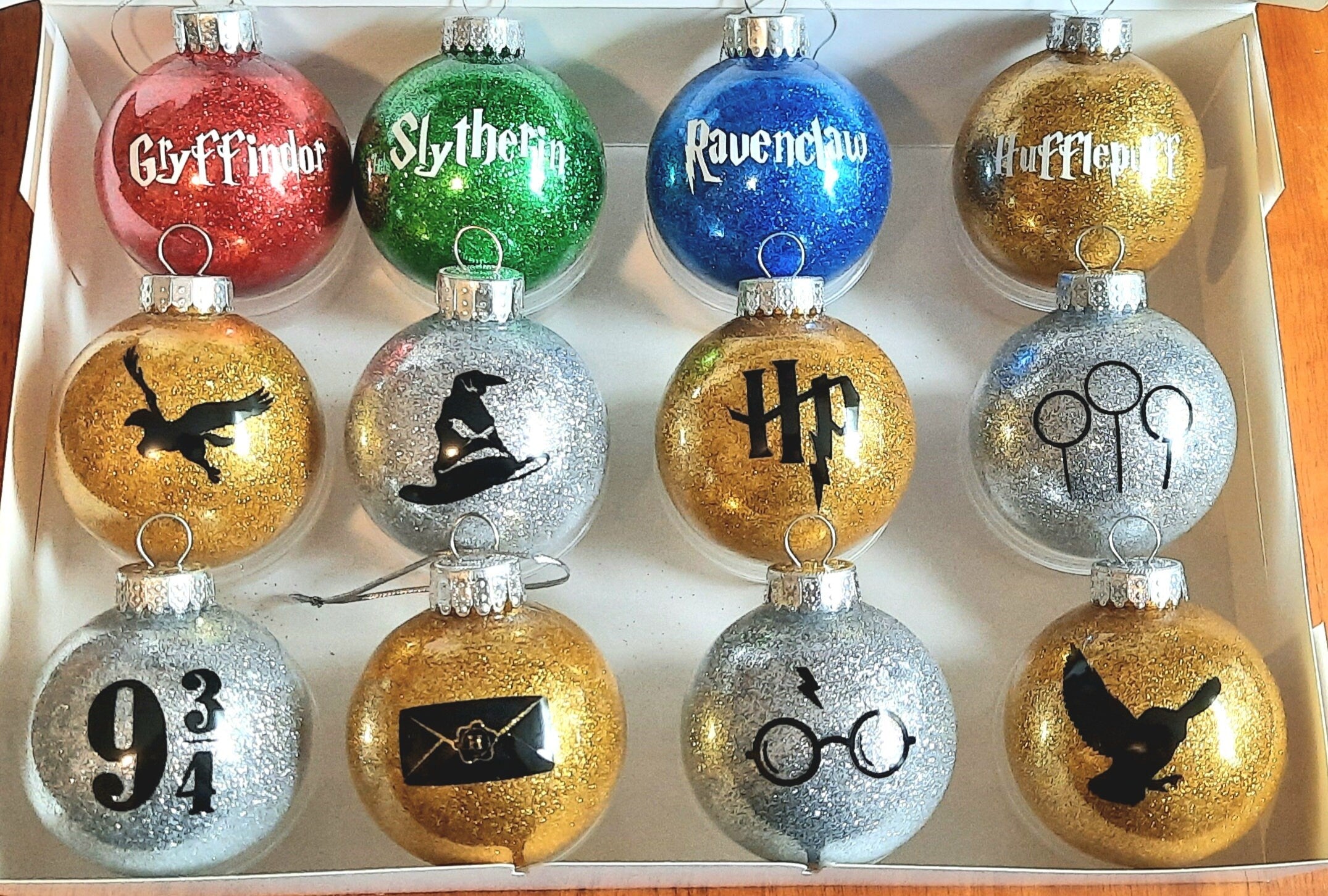 Magical Christmas Ornaments - Sorcerers Stone - School of Magic Decor - Hogwarts - Ron - Harry - Owl