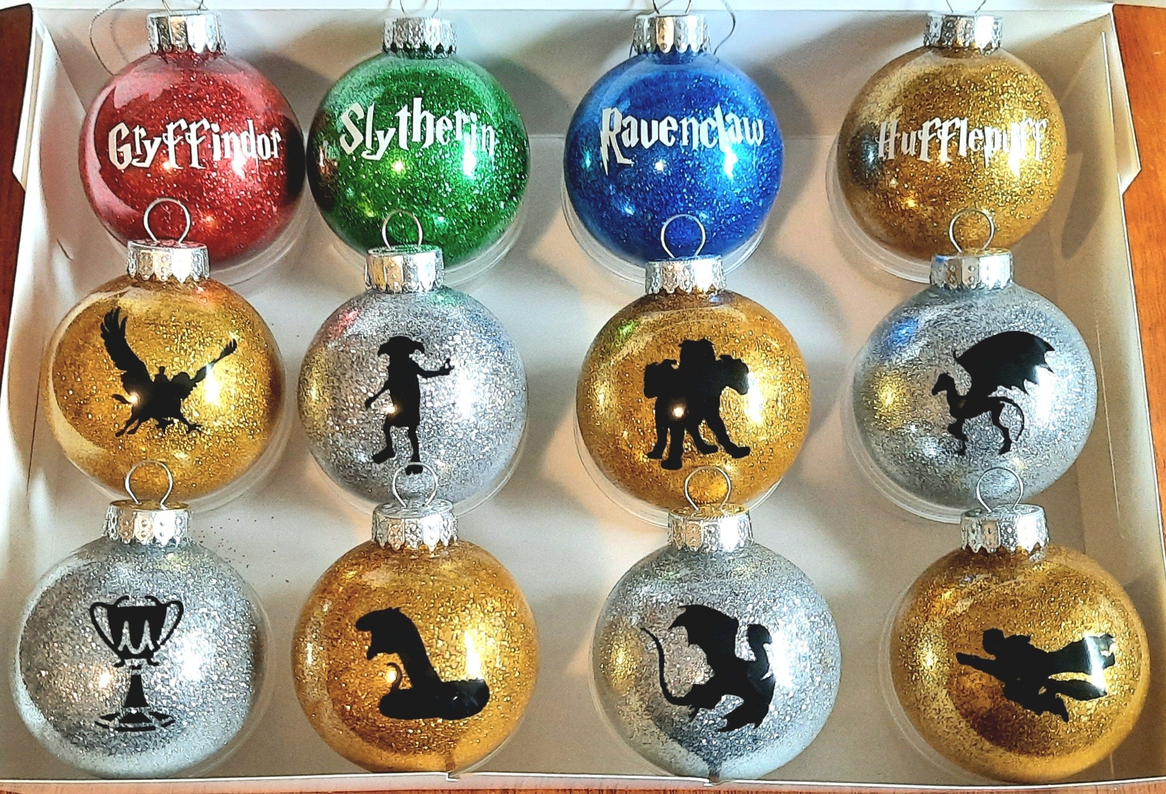 Magical Christmas Ornaments - Sorcerers Stone - School of Magic Decor - Hogwarts - Ron - Harry - Owl