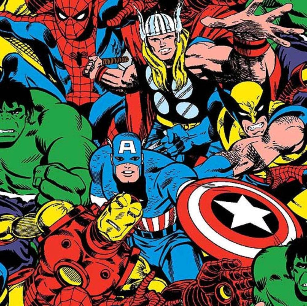 Avengers Panel Fabric - Captain America - Captain Marvel - Thor - The Hulk - Spider-man