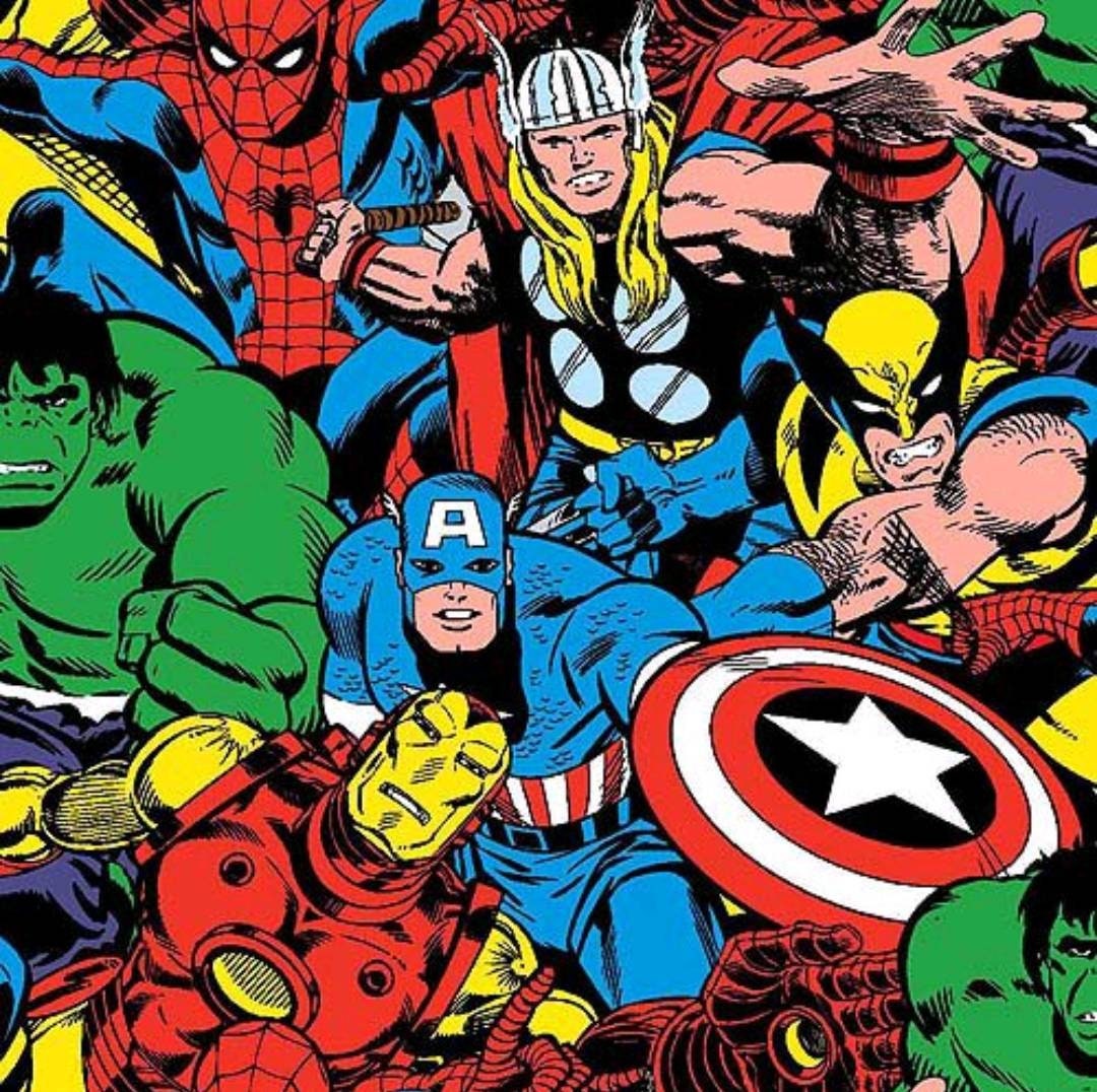 Avengers Panel Fabric - Captain America - Captain Marvel - Thor - The Hulk - Spider-man