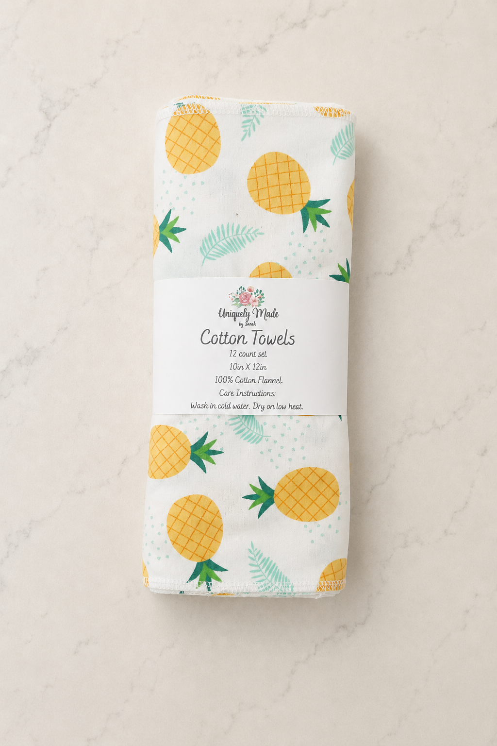 Pineapple Unpaper Towels - Flannel Reusable Towels - 1 Ply - ECO Friendly - Cotton Paper Towels