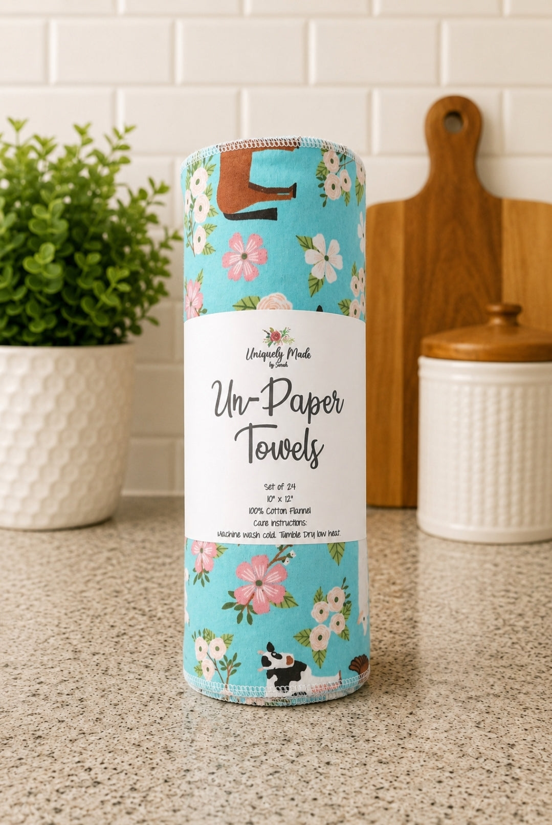 Farm Unpaper Towels - Flannel Reusable Towels - 1 Ply - ECO Friendly - Cotton Paper Towels - Fun Print - Farm Animals