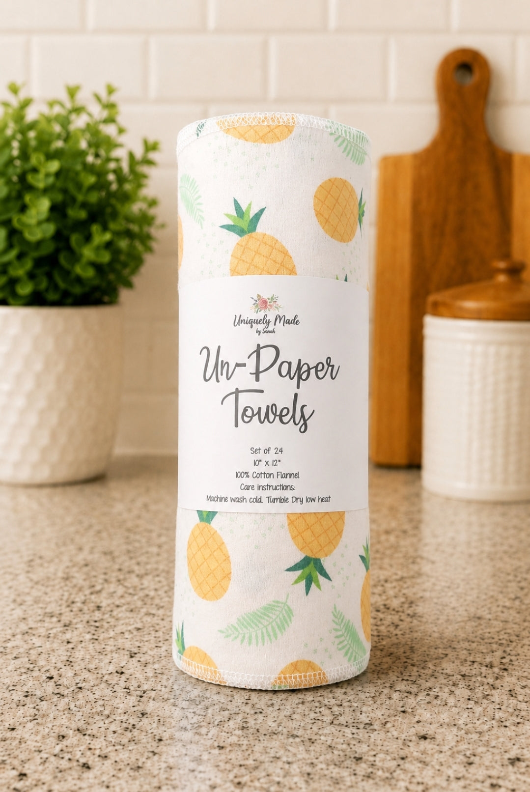 Pineapple Unpaper Towels - Flannel Reusable Towels - 1 Ply - ECO Friendly - Cotton Paper Towels